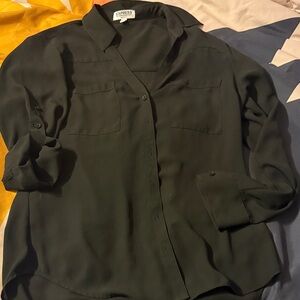 Express Black Portofino Long Sleeve Button-Up Shirt